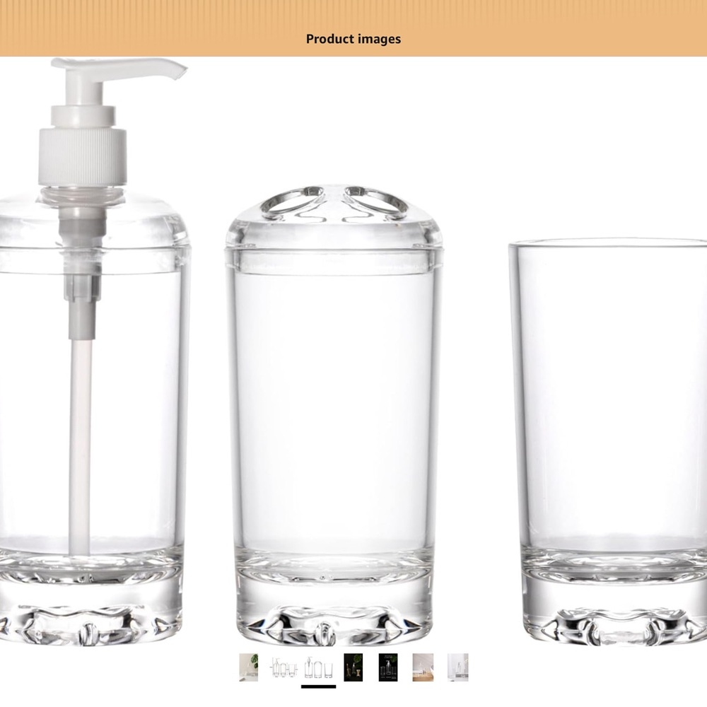 3 Piece Bathroom Accessories - Clear Acrylic Bathroom Set - Picture 4 of 8